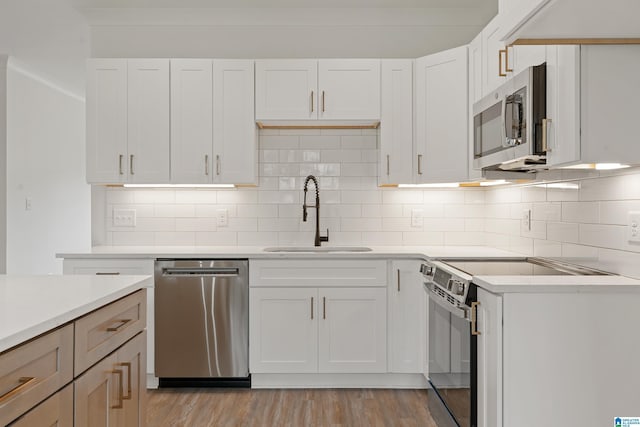 670 Hillstone Dr, Pell City, AL 35125 - kitchen featuring light wood-style floors, appliances with stainless steel finishes, light countertops, and a sink