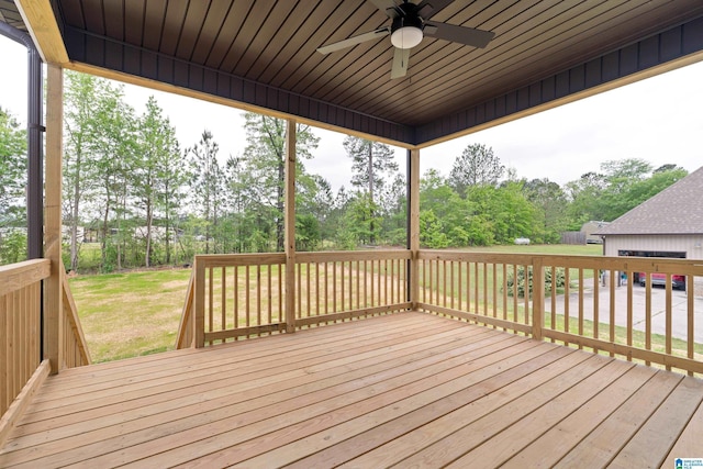 670 Hillstone Dr, Pell City, AL 35125 - wooden deck with a ceiling fan and a yard