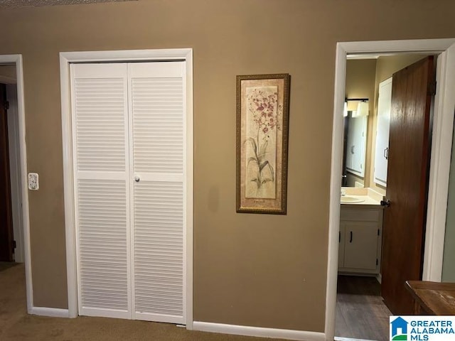 interior space with a sink and baseboards