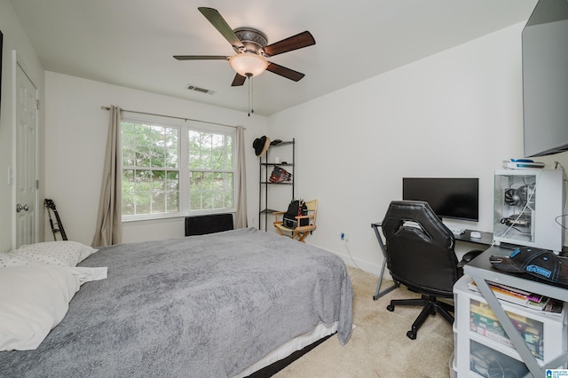 20443 Hepzibah Church Rd, Mccalla, AL 35111 - bedroom featuring ceiling fan, visible vents, and light carpet