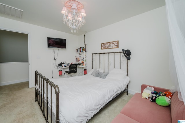 20443 Hepzibah Church Rd, Mccalla, AL 35111 - carpeted bedroom featuring baseboards, a chandelier, and visible vents