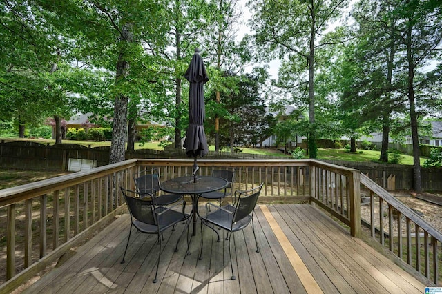 20443 Hepzibah Church Rd, Mccalla, AL 35111 - deck featuring a fenced backyard and outdoor dining space