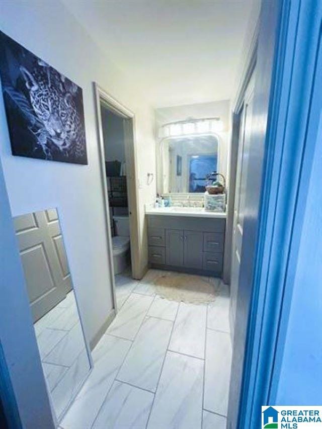 bathroom featuring toilet and vanity