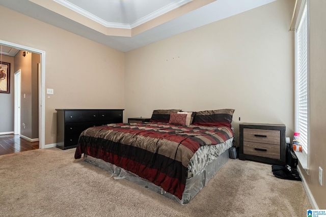 300 Stonecreek Cir, Helena, AL 35080 - carpeted bedroom with ornamental molding, attic access, and baseboards