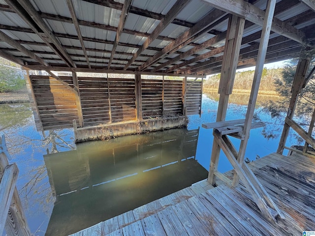 dock area with a water view