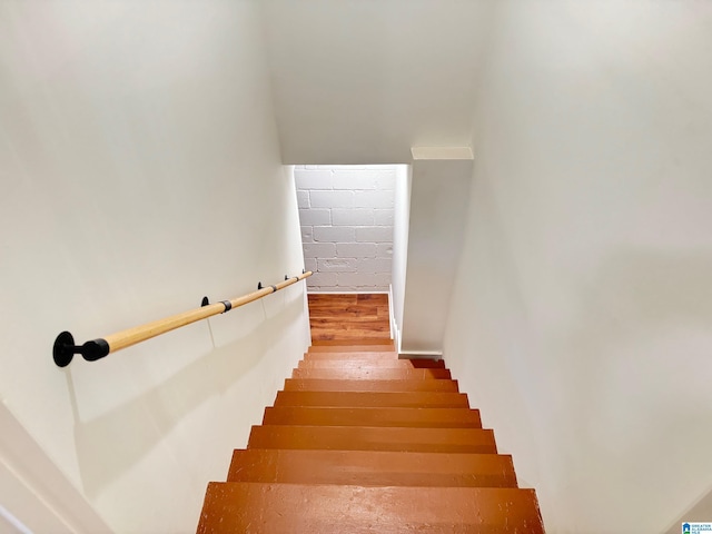 staircase with wood finished floors