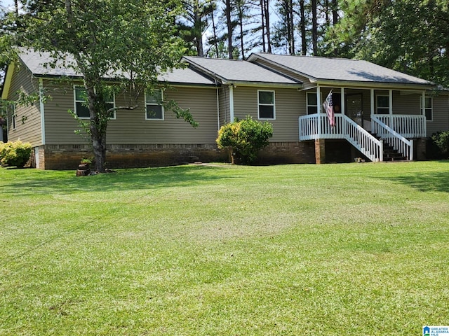 135 Hayden Springs Rd, Hayden, AL 35079 - ranch-style house featuring a front lawn, crawl space, a shingled roof, and covered porch
