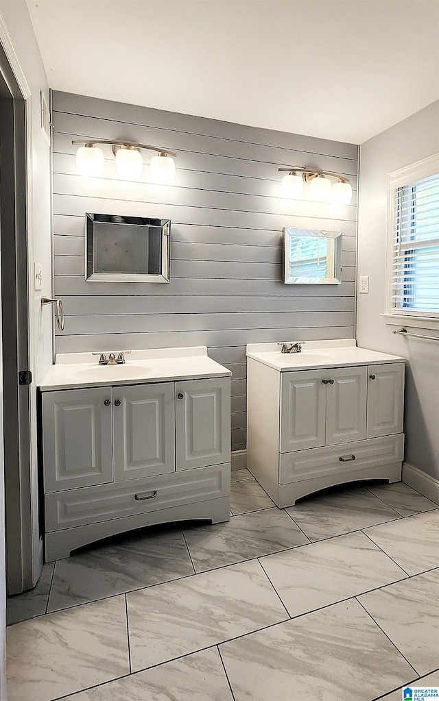 574 Turtle Creek Dr, Hoover, AL 35226 - bathroom featuring marble finish flooring, vanity, and baseboards
