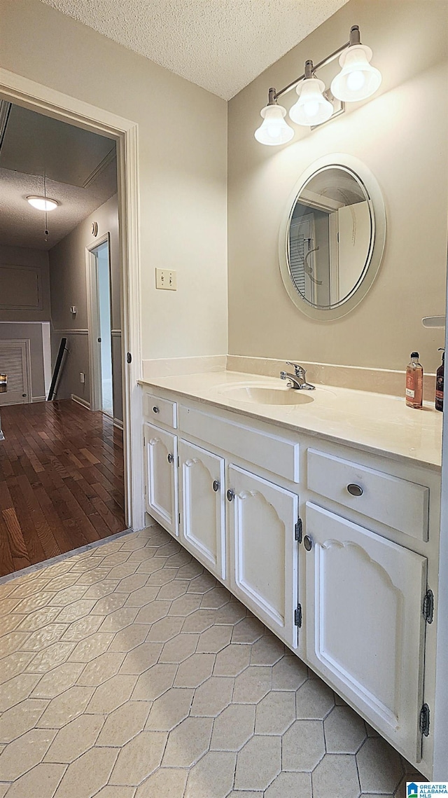 574 Turtle Creek Dr, Hoover, AL 35226 - bathroom featuring a textured ceiling and vanity