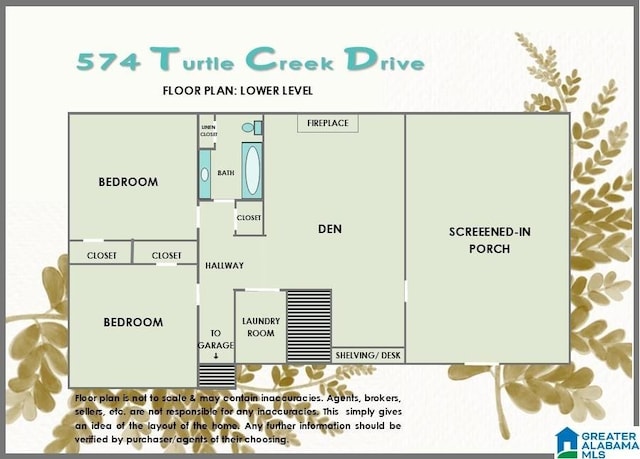 574 Turtle Creek Dr, Hoover, AL 35226 - floor plan / room layout