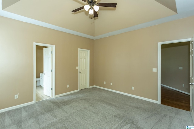 1127 Avalon Dr, Moody, AL 35004 - unfurnished bedroom featuring a ceiling fan, ensuite bath, carpet floors, and baseboards
