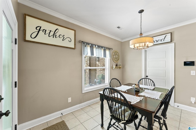 1104 Norman Way, Birmingham, AL 35242 - dining room with crown molding, baseboards, visible vents, and light tile patterned floors
