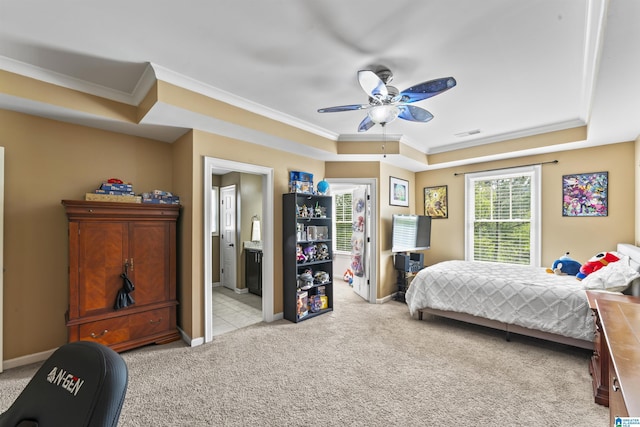 1104 Norman Way, Birmingham, AL 35242 - bedroom with crown molding, a raised ceiling, baseboards, and light carpet