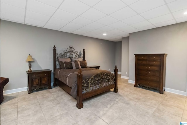 131 Creekwater St, Helena, AL 35080 - bedroom featuring baseboards, recessed lighting, light tile patterned floors, and a drop ceiling