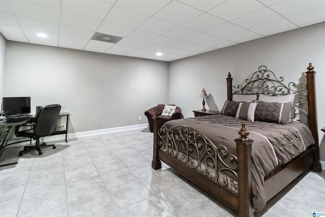 131 Creekwater St, Helena, AL 35080 - bedroom featuring recessed lighting, a paneled ceiling, tile patterned flooring, and baseboards