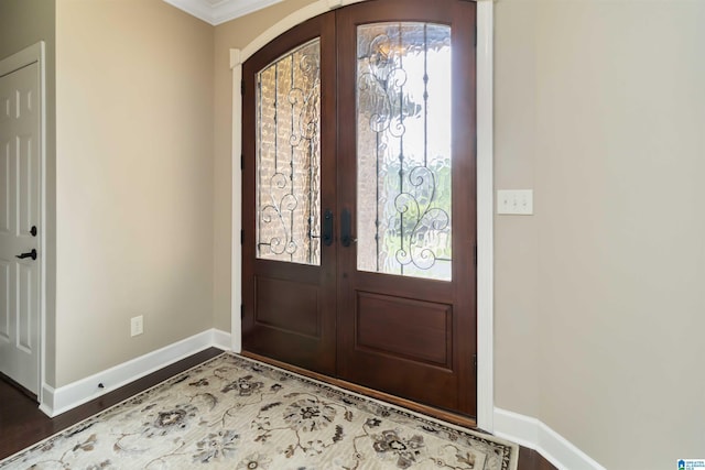 131 Creekwater St, Helena, AL 35080 - foyer with a healthy amount of sunlight, wood finished floors, french doors, and baseboards