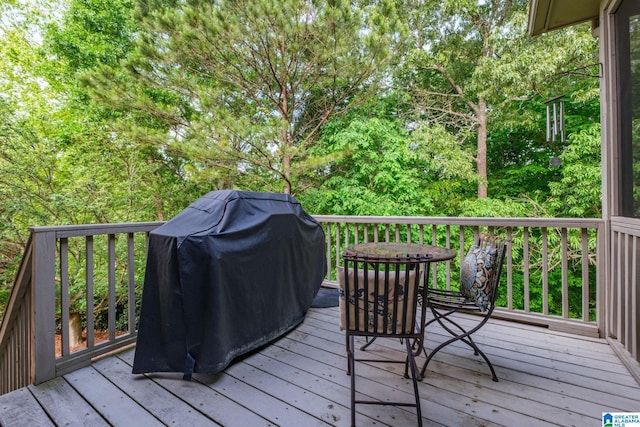 deck featuring area for grilling