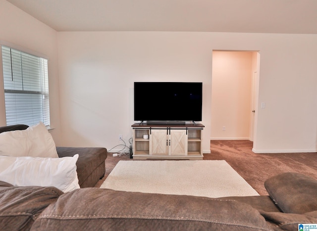 living room with carpet floors and baseboards