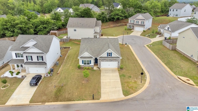 aerial view with a residential view