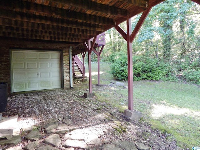 view of yard featuring stairs