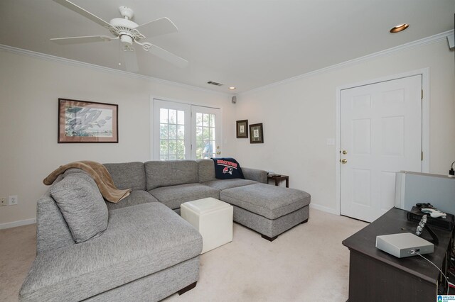 1426 Overlook Rd, Homewood, AL 35209 - living area with light colored carpet, crown molding, and baseboards