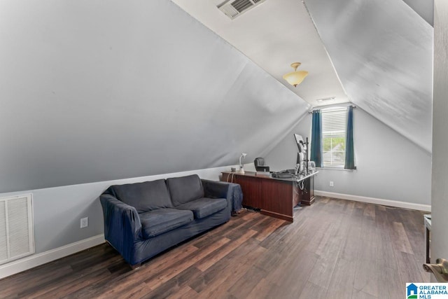209 Vineyard Ln, Birmingham, AL 35242 - office space with visible vents, lofted ceiling, and dark wood-type flooring