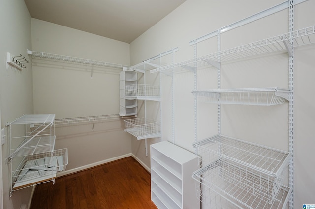 spacious closet with wood finished floors