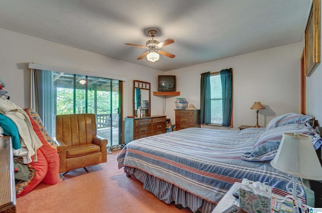 156 Wallace Dr, Shelby, AL 35143 - carpeted bedroom featuring access to exterior, multiple windows, and ceiling fan