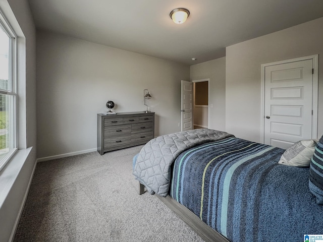 bedroom featuring carpet floors and baseboards