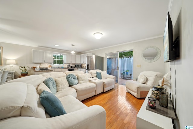 2105 NE 5th St NE, Center Point, AL 35215 - living area with crown molding, recessed lighting, and light wood-style flooring
