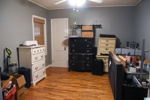 602 Riddle Ave, Piedmont, AL 36272 - office space featuring crown molding, a ceiling fan, and light wood-style floors