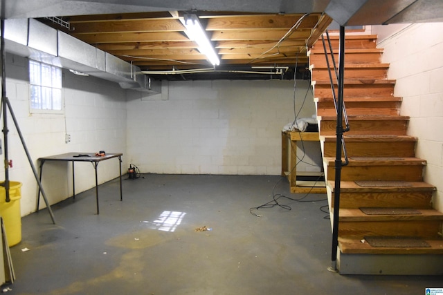 602 Riddle Ave, Piedmont, AL 36272 - below grade area with concrete block wall and stairway
