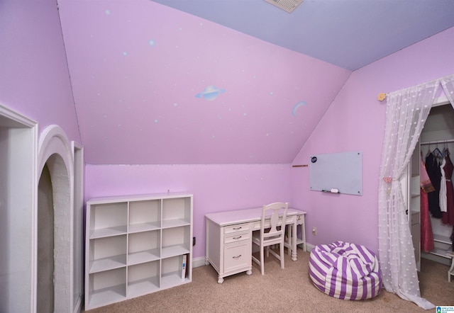 1103 Greystone Cove Dr, Hoover, AL 35242 - bedroom featuring light colored carpet, lofted ceiling, and visible vents