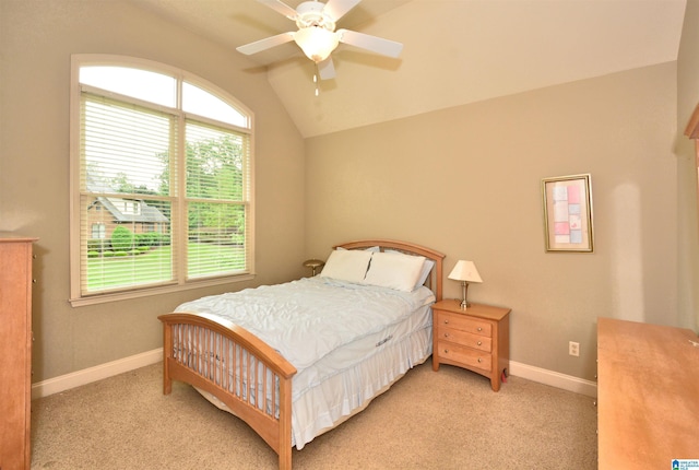 1103 Greystone Cove Dr, Hoover, AL 35242 - bedroom with baseboards, light colored carpet, ceiling fan, and lofted ceiling