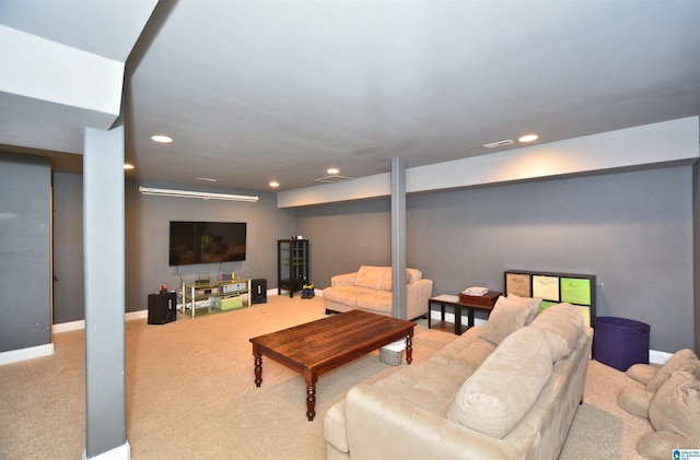 1103 Greystone Cove Dr, Hoover, AL 35242 - living room featuring baseboards, carpet, and recessed lighting