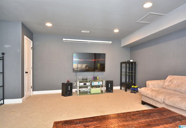 1103 Greystone Cove Dr, Hoover, AL 35242 - carpeted living room featuring baseboards, attic access, and recessed lighting