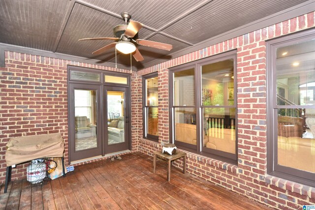 1103 Greystone Cove Dr, Hoover, AL 35242 - unfurnished sunroom with a ceiling fan and french doors