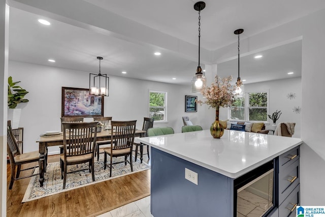 917 Forrest Dr S, Homewood, AL 35209 - kitchen featuring recessed lighting, light countertops, and a chandelier