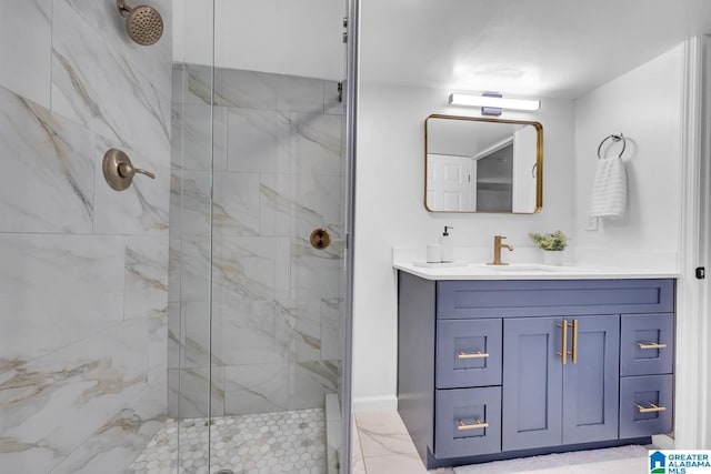 917 Forrest Dr S, Homewood, AL 35209 - full bath with a marble finish shower and vanity