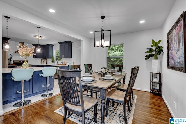 917 Forrest Dr S, Homewood, AL 35209 - dining room featuring recessed lighting, wood finished floors, and a notable chandelier