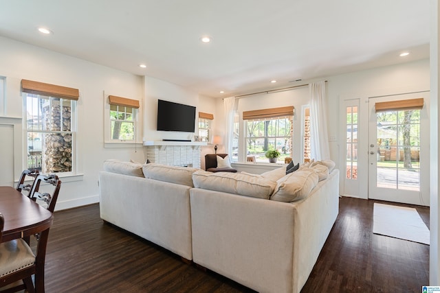 530 10th Ave S, Birmingham, AL 35205 - living room with recessed lighting, baseboards, and dark wood-type flooring