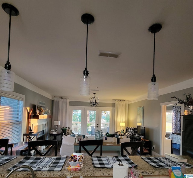 475 River Forest Ln Unit 1250, Talladega, AL 35160 - living area featuring crown molding, visible vents, and french doors
