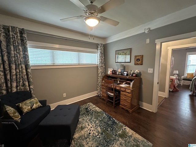 475 River Forest Ln Unit 1250, Talladega, AL 35160 - office space featuring baseboards, a ceiling fan, and dark wood-style floors