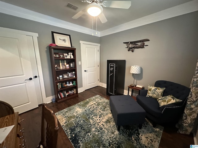 475 River Forest Ln Unit 1250, Talladega, AL 35160 - sitting room with baseboards, ceiling fan, visible vents, and dark wood finished floors