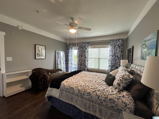 475 River Forest Ln Unit 1250, Talladega, AL 35160 - bedroom with crown molding, a ceiling fan, and wood finished floors