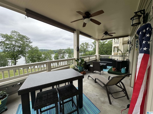 475 River Forest Ln Unit 1250, Talladega, AL 35160 - exterior space with an outdoor living space, a ceiling fan, and outdoor dining space