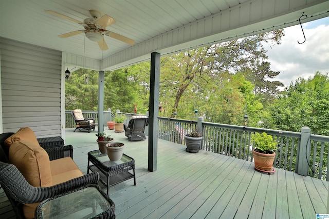 50 County Road 4311, Wedowee, AL 36278 - wooden deck with a ceiling fan