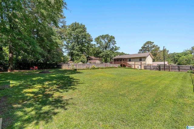 view of yard with a fenced backyard
