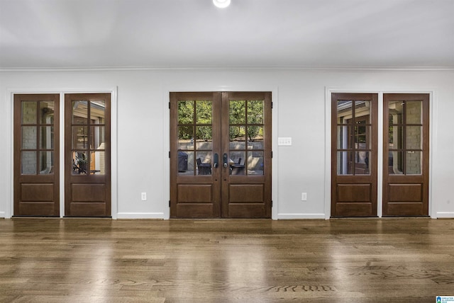 1856 Southwood Rd, Vestavia Hills, AL 35216 - entrance foyer featuring french doors, ornamental molding, baseboards, and wood finished floors