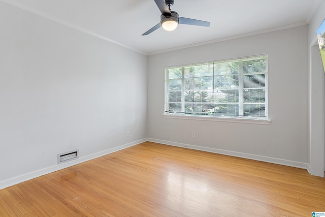 708 Devon Dr, Birmingham, AL 35209 - empty room with light wood finished floors, ornamental molding, baseboards, and a ceiling fan